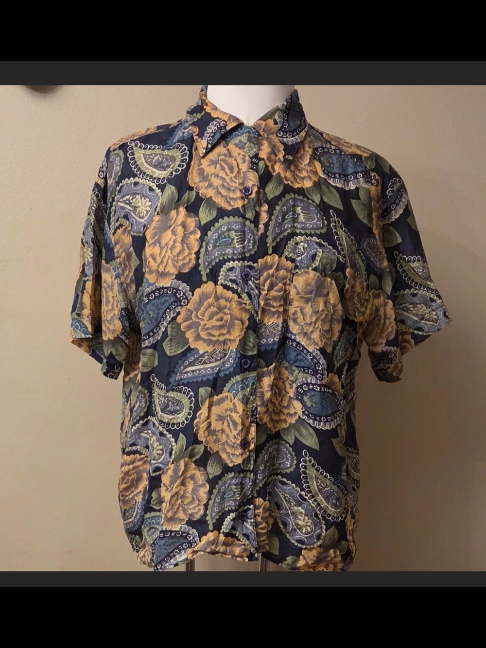 Vintage 90s Silk Able Paisley Floral Blouse